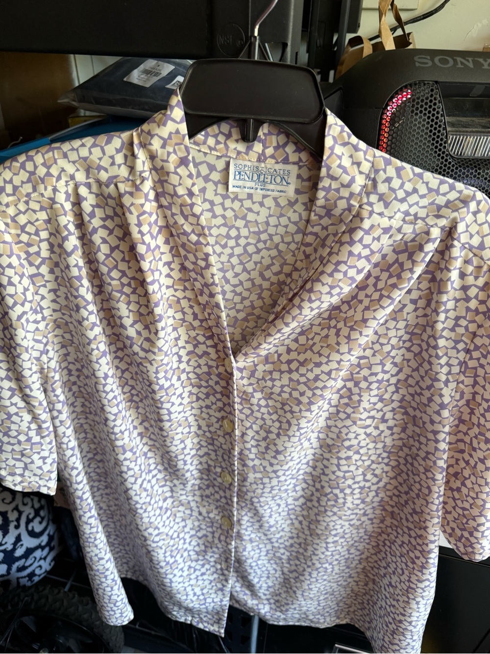Pendleton Men’s Lavender & Cream Geometric Short-Sleeve Button-Down Shirt